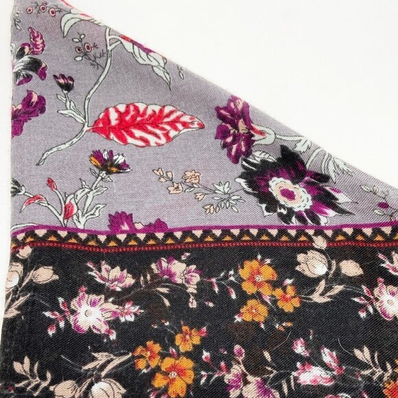 VINTAGE CHALLIS by Berkshire | Floral Black Tan Gray 29" Scarf - Picture 5 of 7